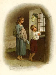 Illustration für Die Ankunft des Weihnachtsmanns (Farblithographie)