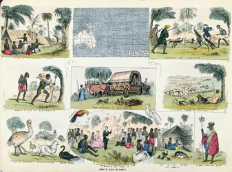 Illustrationen von Australien und Polynesien, aus einem Geografiebuch