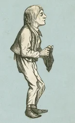 Verarmter Junge, der Hut hält