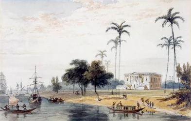 Im Gartenhaus Reach, Kalkutta (Aquarell auf Papier)