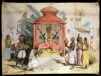 Indien, Figur und Verehrung von Kali, ca. 1850