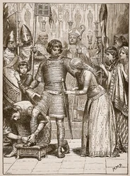 Einführung in den Ritterorden, Illustration aus Cassells Illustrierter Geschichte Englands