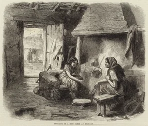 Innenansicht einer Lehmbude in Kildare