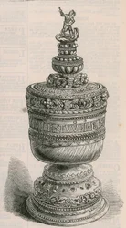 Elfenbein-Gnadenbecher von Thomas aBecket, in Gold gefasst