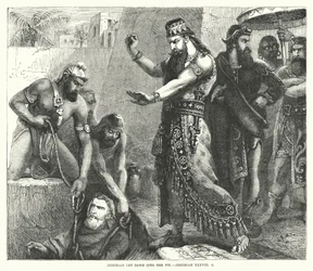 Jeremia in die Grube hinabgelassen, Jeremia XXXVIII, 6 (Gravur)