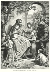 Jesus Christus und die Kinder (Gravur)