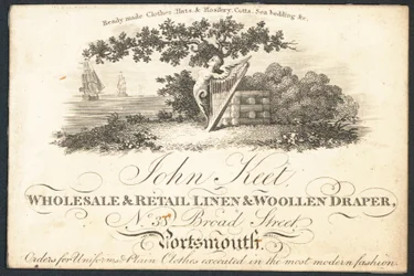 John Keet, Groß- und Einzelhandel mit Leinen- und Wollwaren, Visitenkarte