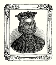 John wurde 1167 geboren, 1199 gekrönt und starb 1216 (Gravur)