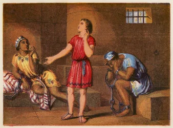 Joseph im Gefängnis (Farblithografie)