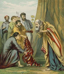 Joseph erhält den bunten Mantel von seinem Vater