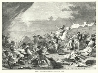 Josua befiehlt der Sonne, stillzustehen (Gravur)