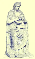 Juno stillt den Säugling Herkules, Statue im Vatikan, Illustration aus Geschichte Roms von Victor Duruy, veröffentlicht 1884