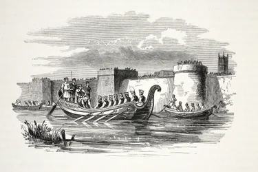 König Edgar wird von acht Königen auf dem Fluss Dee gerudert