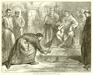 König Johann vor dem Legaten des Papstes, 1213