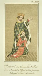 König Richard II. (1367-1400) mit seinem Vater Eduard (1330-76), dem Schwarzen Prinzen, Illustration aus The Complete View of the Dress and Habits of the People of England, Band II, veröffentlicht 1799