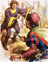 Messerstecherei auf der Treppe