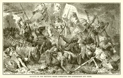 Ritter des Deutschen Ordens kämpfen gegen Litauer und Polen
