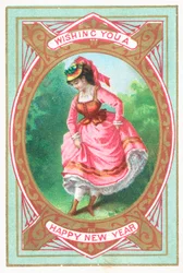 Tanzende Dame, Neujahrskarte