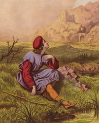 Klage des zarten Gewissens (Farblithografie)