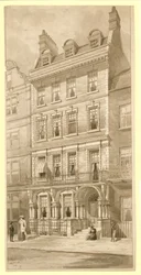 Letztes Haus in der Ecke von Bedford Square und Adeline Street, London
