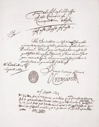 Brief von Oliver Cromwell, April 1653