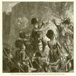 Oberstleutnant Maitland und die 75. Highlander greifen Bhurtpore an, 1805