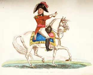 Generalleutnant Sir Thomas Picton, veröffentlicht von Richard Evans, graviert von Romney, Illustration aus An Historical Account of the Battle of Waterloo von William Mudford, 1816