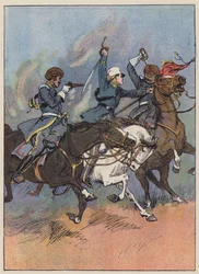 Leutnant Roberts rettet die Flagge (Farblithografie)