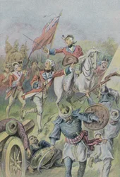 Lord Clive befehligt die Briten in der Schlacht von Plassey, Indien, 1757