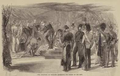 Lord Stratford de Redcliffe verleiht die Orden des Bades