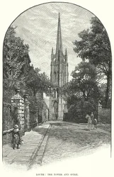 Louth: Der Turm und der Turmspitze (Gravur)