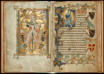 Der Thron der Barmherzigkeit mit Stiftern, Christus segnet mit einem Stifter, ca. 1314-30