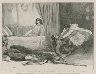 Madame Sarah Bernhardt als Cleopatra im Royal English Opera House