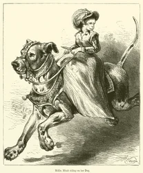 Mademoiselle Minie reitet auf ihrem Hund