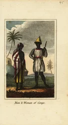 Mann und Frau aus dem Kongo oder Unterguinea, Afrika