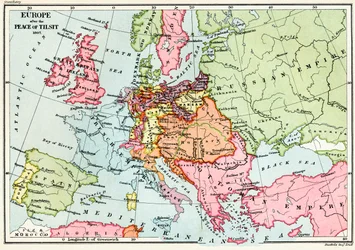Karte Europas nach dem Frieden von Tilsit im Jahr 1807, aus „A Short History of the English People“ von J. R. Green, veröffentlicht 1893