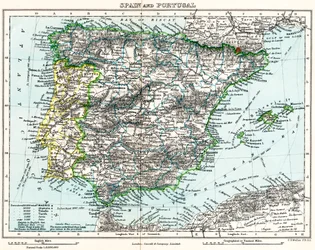 Karte von Spanien und Portugal aus Milner
