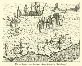 Karte von Surrey und Sussex