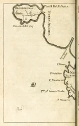 Karte mit dem Standort von Brobdingnag aus der ersten Ausgabe von Gullivers Reisen von Jonathan Swift