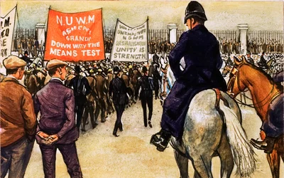 Demonstranten während der Depression