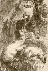 Marguerite de Roberval erschießt zwei Bären auf der Insel der Dämonen vor Neufundland