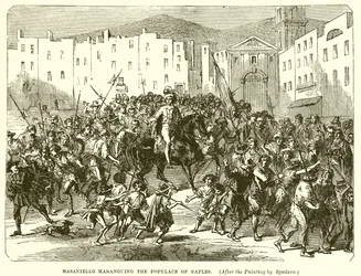 Masaniello spricht zur Bevölkerung von Neapel