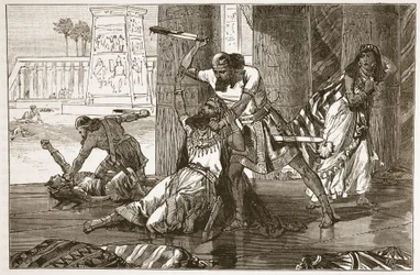 Massaker an den Hiwitern durch Simeon und Levi (Lithografie)