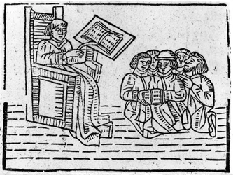 Meister und Schüler, ca. 1481 (Holzschnitt)