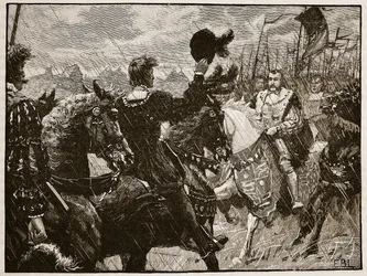 Treffen von Heinrich und Kaiser Maximilian, Illustration aus Cassells Illustrierter Geschichte Englands