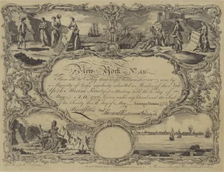 Mitgliedszertifikat der New York Marine Society, 1773
