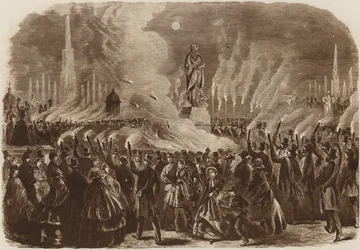 Mendelssohn-Festival, der Fackelzug, 1860