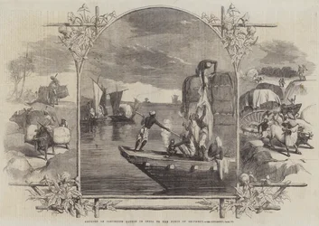 Methoden des Baumwolltransports in Indien zu den Verschiffungshäfen (Stich)