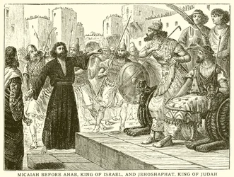 Micha vor Ahab, König von Israel, und Josaphat, König von Juda