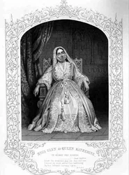 Miss Glyn als Königin Katherine, Akt IV Szene 2, in Heinrich VIII oder Alles ist wahr, von William Shakespeare (Stich)